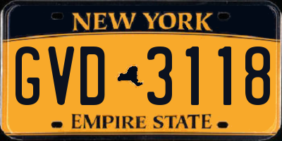 NY license plate GVD3118