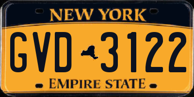 NY license plate GVD3122
