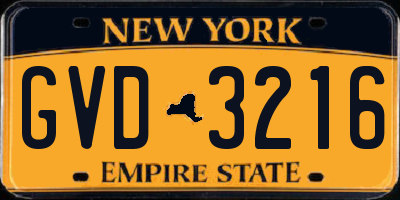 NY license plate GVD3216