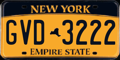 NY license plate GVD3222