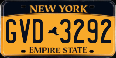 NY license plate GVD3292