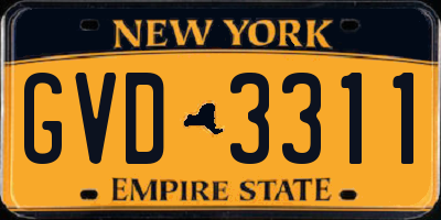 NY license plate GVD3311