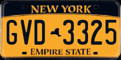 NY license plate GVD3325