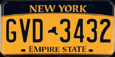 NY license plate GVD3432