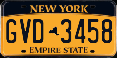 NY license plate GVD3458