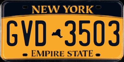 NY license plate GVD3503