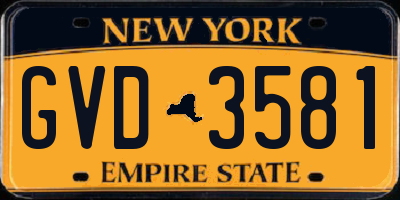 NY license plate GVD3581