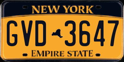 NY license plate GVD3647
