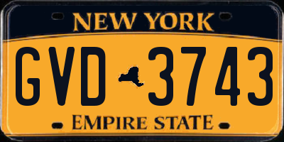 NY license plate GVD3743