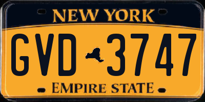 NY license plate GVD3747