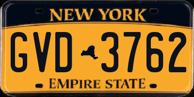 NY license plate GVD3762