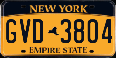 NY license plate GVD3804