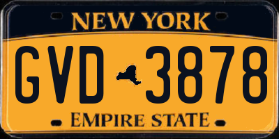 NY license plate GVD3878