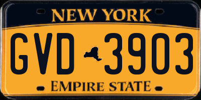 NY license plate GVD3903