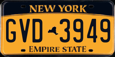 NY license plate GVD3949