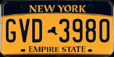 NY license plate GVD3980