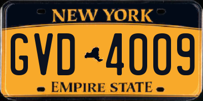 NY license plate GVD4009
