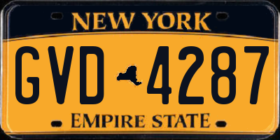 NY license plate GVD4287