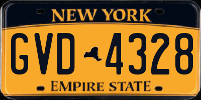 NY license plate GVD4328
