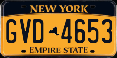 NY license plate GVD4653