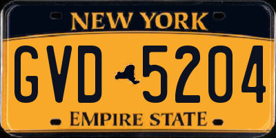 NY license plate GVD5204