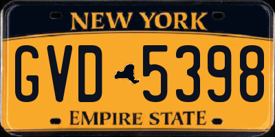 NY license plate GVD5398