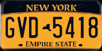 NY license plate GVD5418
