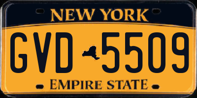 NY license plate GVD5509