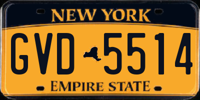 NY license plate GVD5514