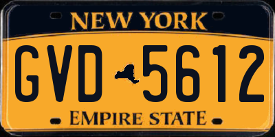 NY license plate GVD5612