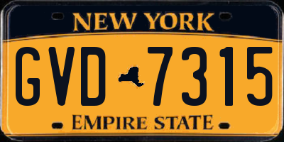 NY license plate GVD7315