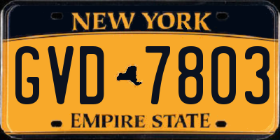 NY license plate GVD7803