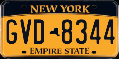 NY license plate GVD8344