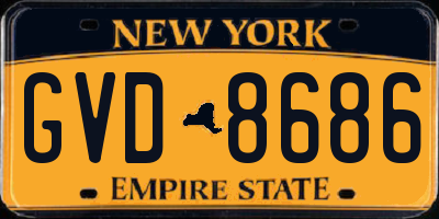 NY license plate GVD8686