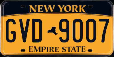 NY license plate GVD9007