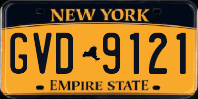 NY license plate GVD9121