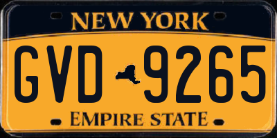 NY license plate GVD9265