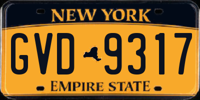 NY license plate GVD9317