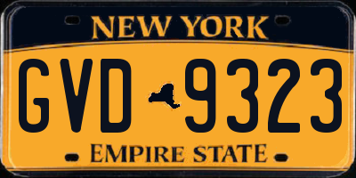 NY license plate GVD9323