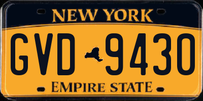 NY license plate GVD9430