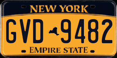 NY license plate GVD9482