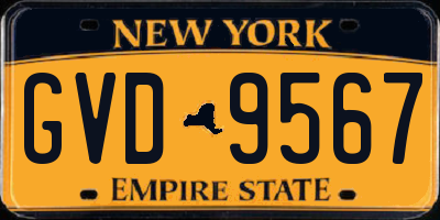 NY license plate GVD9567