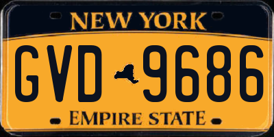 NY license plate GVD9686