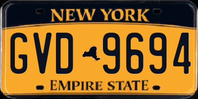 NY license plate GVD9694
