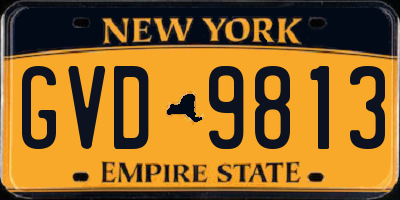 NY license plate GVD9813