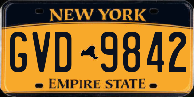 NY license plate GVD9842