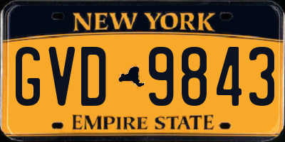 NY license plate GVD9843