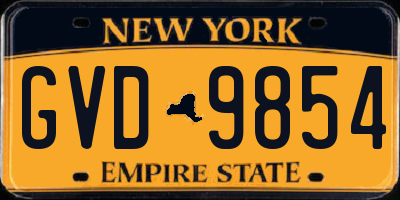 NY license plate GVD9854