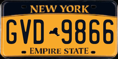 NY license plate GVD9866