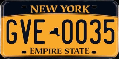 NY license plate GVE0035